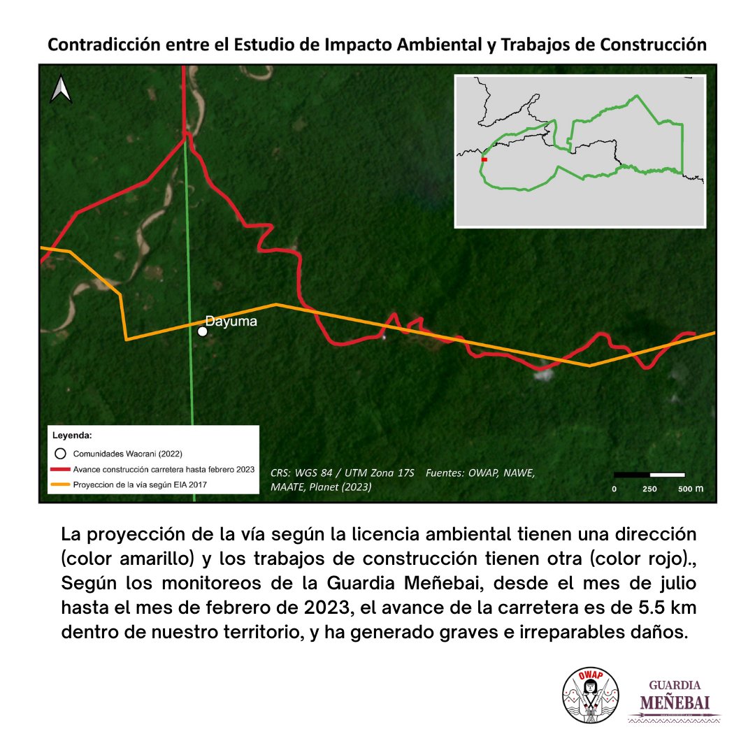WaoResistencia's tweet photo. La guardia Meñebai y #OWAP registraron afectaciones a la selva y a las comunidades #Waorani, además de inconsistencia en documentos de #EIA y licencia, en este informe comunitario entregado a @Ambiente_Ec y @GadPastaza
👉🏼 https://t.co/pAWqnmX8t4
¡Exigimos suspensión! https://t.co/dKblTW96m7