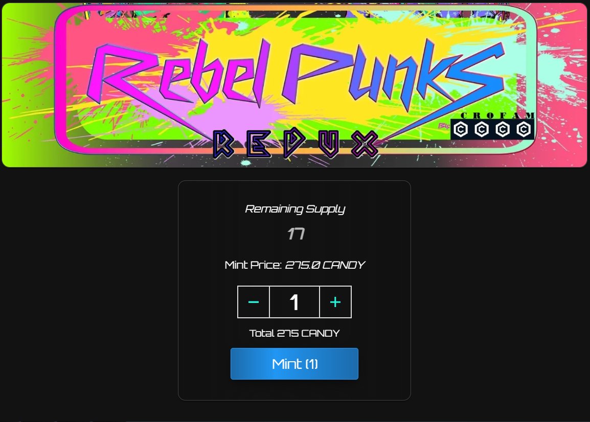#crofam we are here! Our Revived Project #RebelPunks have approached The Final #Mints! Wow what a Wild Ride!

🗓️ Now we look forward to the #DynamicNFT #Gamefi <a href="/CronosDuels/">CronosDuels</a> to Integrate our Punks!

🚀Minting
moonflow.club/drops/rebel-pu…

🏆CronosDuels Discord:
discord.gg/cronosduels