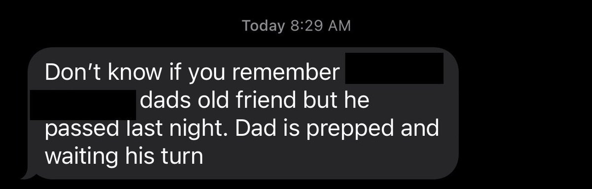 azon1ps's tweet photo. Text from my mom. Just no transition from one topic to the other here (my dad was going in for a routine procedure and is fine). But it reads different. https://t.co/DtD21hLMs1