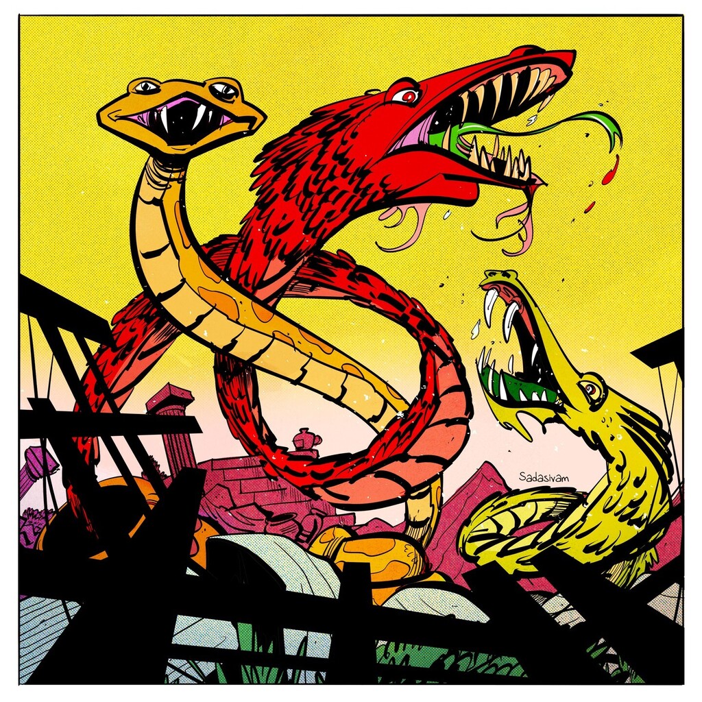 Snakes and Dragons. #dragon #snake #illustration #comicart instagr.am/p/Cp1XgzkspEq/