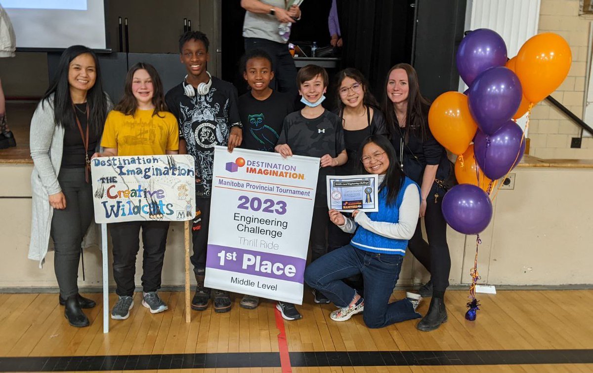 Way to go Creative Wildcats! 🙌🏼Amazing teamwork got them 1st Place in the Thrill Ride engineering category!🎢💙@WinnipegSD <a href="/ginaflorendo/">Gina Florendo</a> #STEM #destinationimagination2023