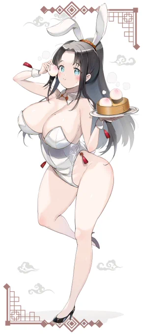 白バニーまんじゅう娘のすがた 