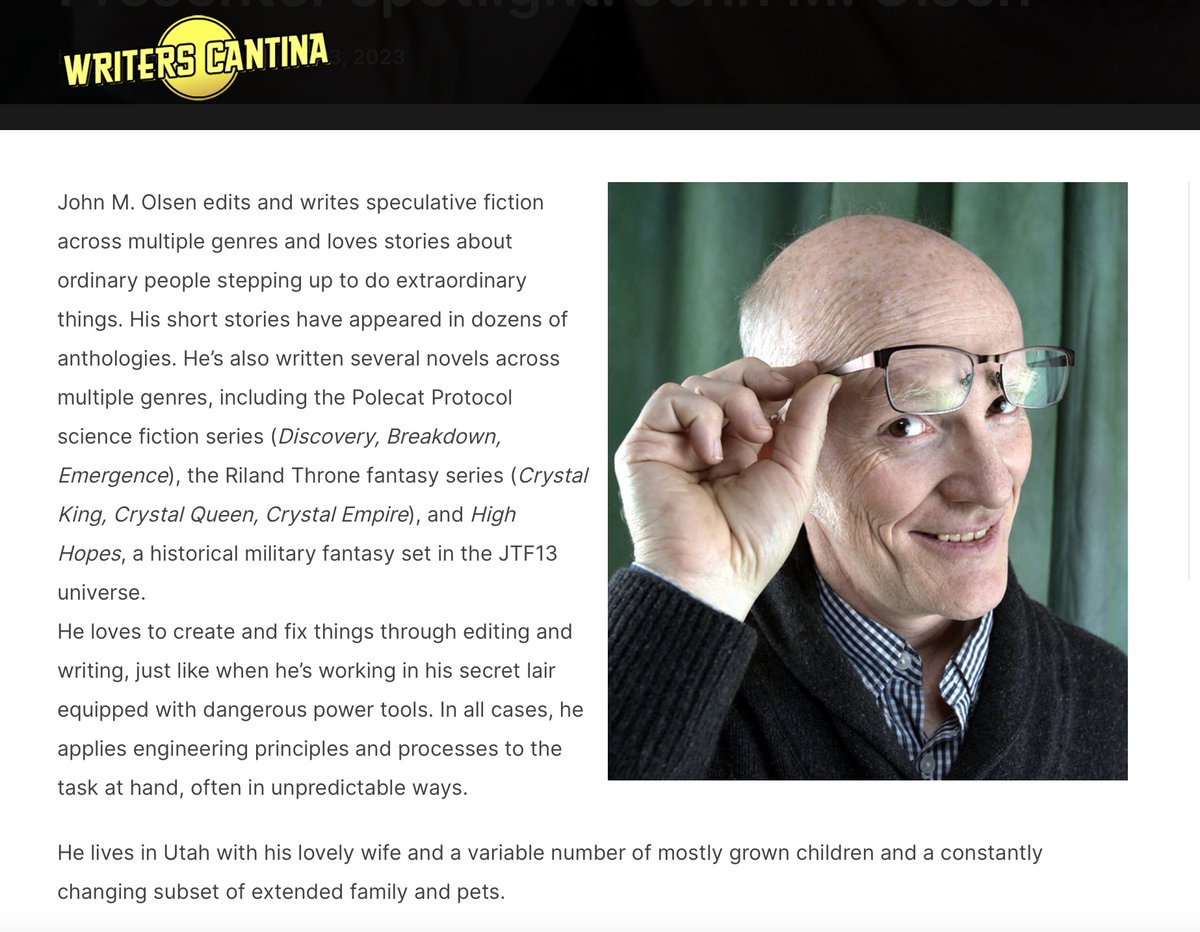 HyggeMan's tweet photo. Scotty Watty Doodle All The Day: Writers Cantina Presenter Spotlight: John M Olsen.... https://t.co/H9weoOgbuF
.
.
.
.
.
#Blogging #DailyBlogger #BloggingCommunity #JohnMOlsen #UtahAuthors #UtahWritingConventions #WritersCantina #WritersCommunity @WritersCantina https://t.co/TM8Cq5BGuG