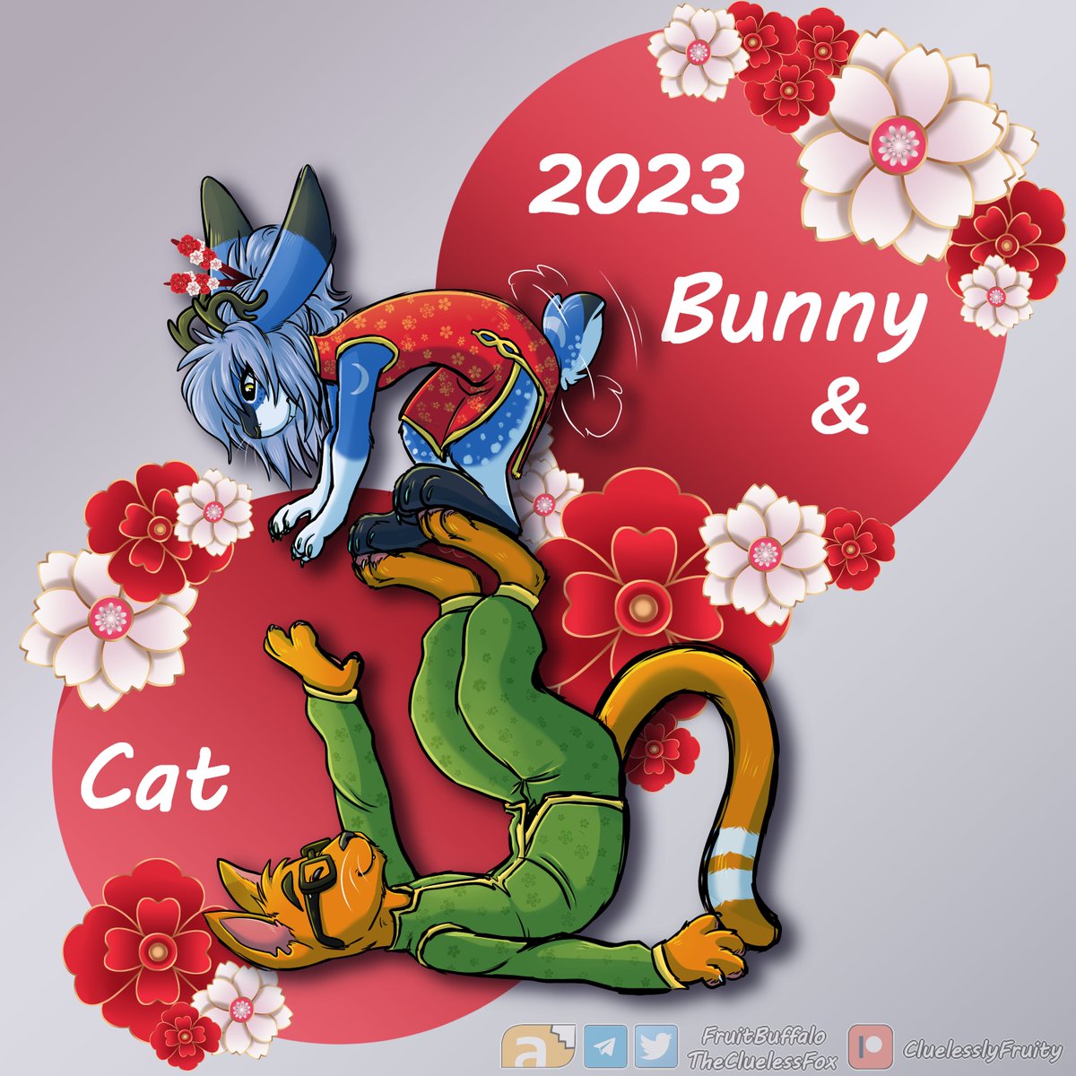 LunarYumii's tweet photo. Got some cute Rabbit Year (and cat year :p) art from @TheCluelessFox and @Fruitbuffalo, featuring @JustBoredTweet. I look so smol and cute and I love it. >w< Also paws
#cat #rabbit #bunny #rabbit #YearOfTheRabbit #yearofthecat #furry #furryart #cute #paws #touchingpaws #smol https://t.co/27xbsJ5pLC