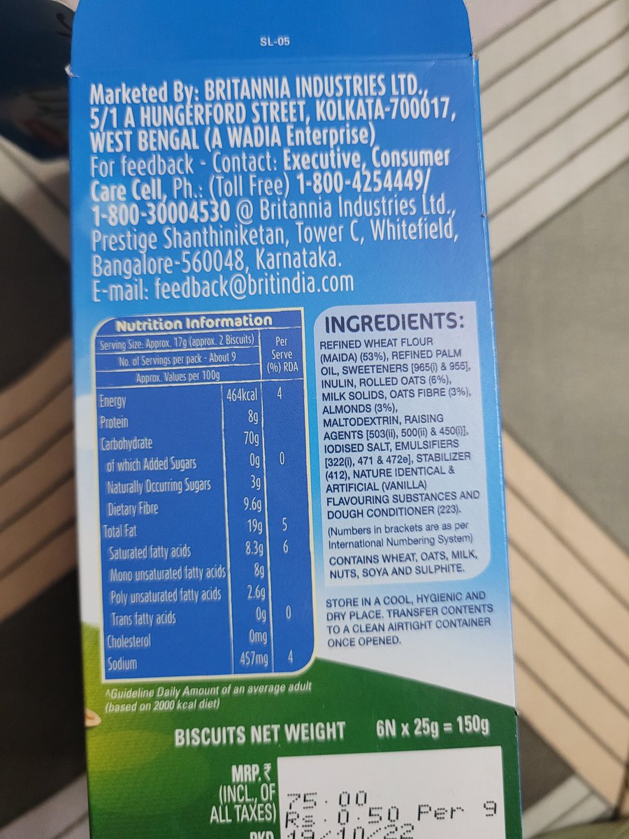 rahulrsa's tweet photo. Product with 53% Maida is labelled as Diabetic Friendly by @BritanniaIndLtd..
@PIBConsumerFood
@jagograhakjago #UnfairPractice #Fraud #Manipulation by #Britannia https://t.co/EzKrMZSpEX