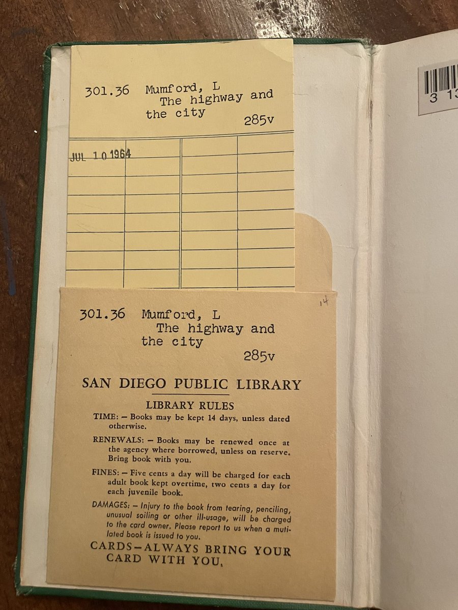 I checked out the Lewis Mumford book that contains most of his most famous quotes from the library. Still had the original library checkout card with only one stamp from 1964.