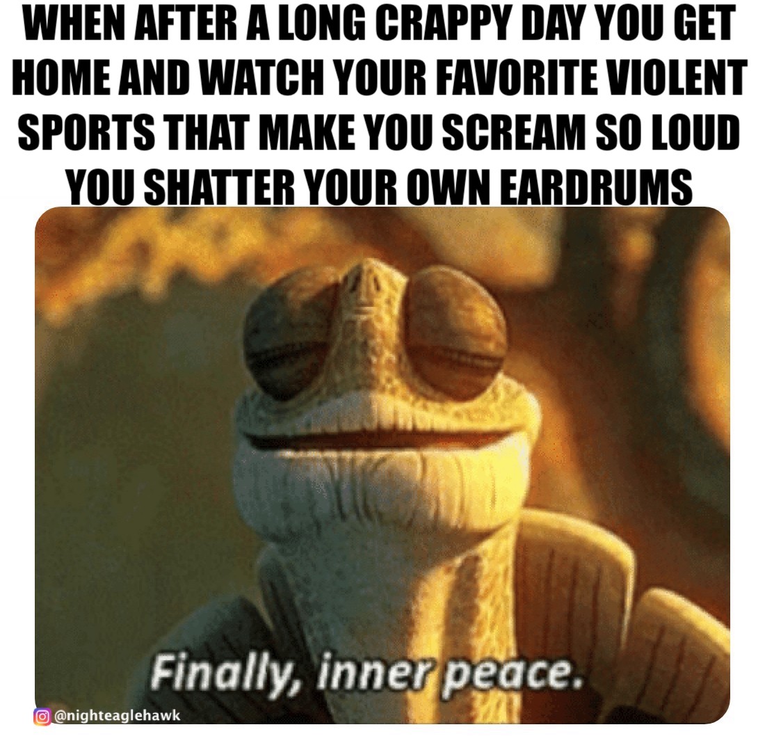 No better therapy than sports. #sports #sport #memes #meme #memes😂 #innerpeace #finally #masteroogway #oogway #kungfupanda #dreamworks #athlete #sportsislife #scream #passion #excited #sportsmemes #favoriteteam #atpeace #atpeacewithmyself #relax #enjoy #longday #home