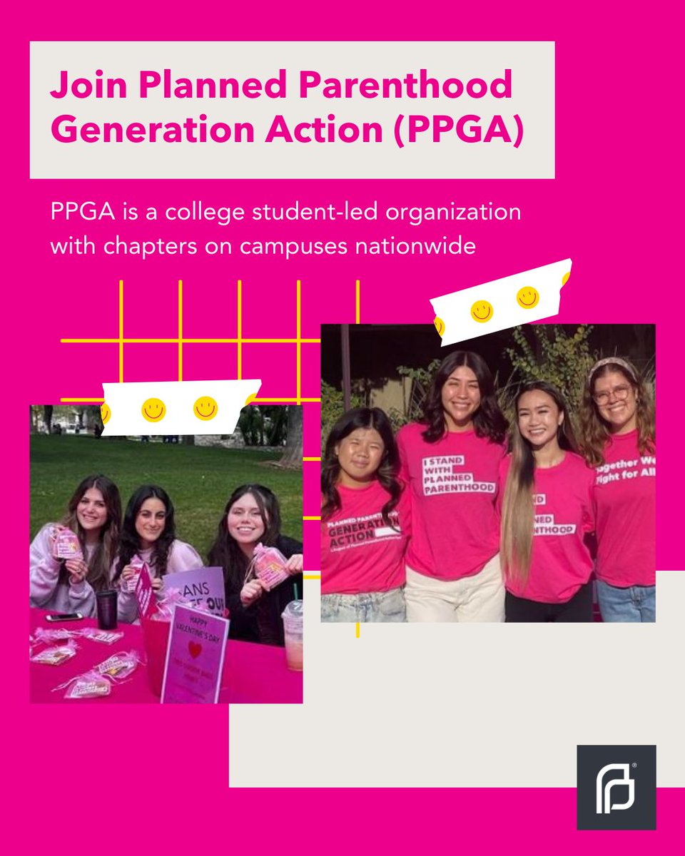 ActPPOSBC's tweet photo. Planned Parenthood Generation Action (PPGA) is a student-led organization with chapters on college campuses nationwide. #PPGA members organize events on their campuses & in their community to educate their peers on reproductive rights & more. Learn more: https://t.co/ic7XOJ4Hfa https://t.co/EEwa6mgYS9