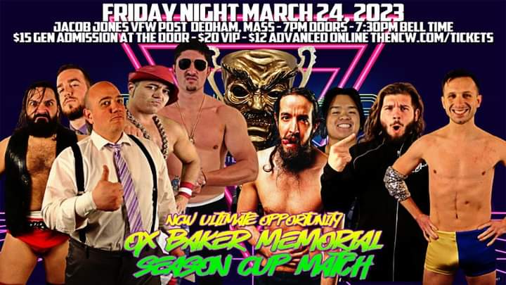 the_NCW's tweet photo. It's the ultimate opportunity March 24th at #NCW #DontStopBelievin as the #OxBaker Cup gives another wrestler the same opportunity @GiantRAA took at #WrestleFestXVII. Who's taking the Cup? #wrestling #upcomingevents #NCW2023 #DedhamMA #Dedham https://t.co/JKBekdcYBx