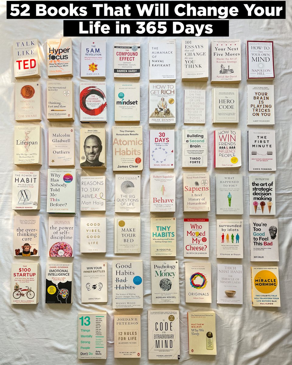 librarymindset's tweet photo. 52 Books That Will Change Your Life in 365 Days https://t.co/SCYkqqYAY8