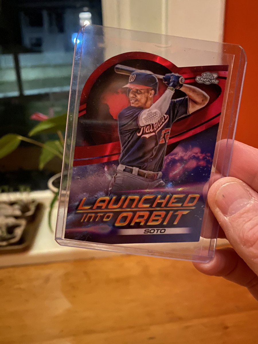 cardtrdr67's tweet photo. New trade card! Thanks @pubbycards for the trade!! Hit me up if you’re interested in trading for this /5 Juan Soto Launched Into Orbit card from 2022 Topps Cosmic Chrome!! TV ~$125 https://t.co/ibvStIPJ0G