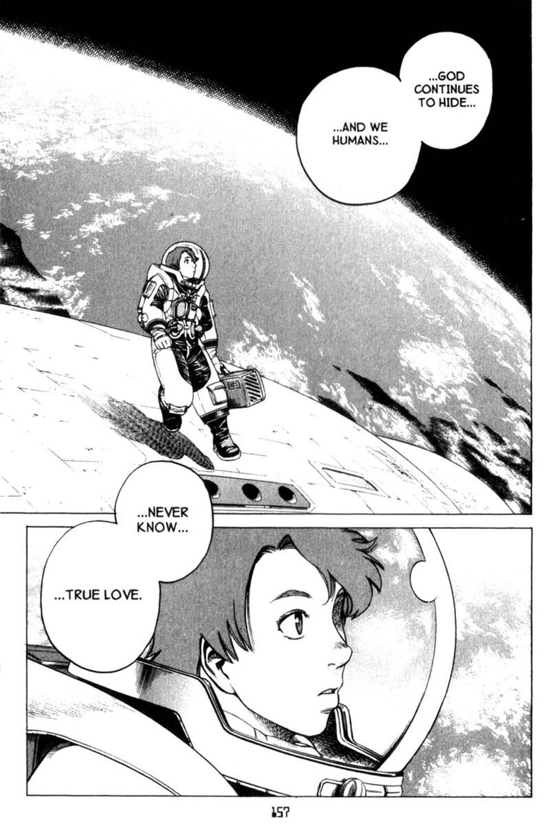 finished planetes recently, and it really was such an interesting read. loved this conversation between locksmith and the priest on what "love" means. they think that love is something to search for in this vast universe. 