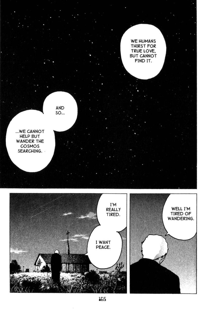 finished planetes recently, and it really was such an interesting read. loved this conversation between locksmith and the priest on what "love" means. they think that love is something to search for in this vast universe. 