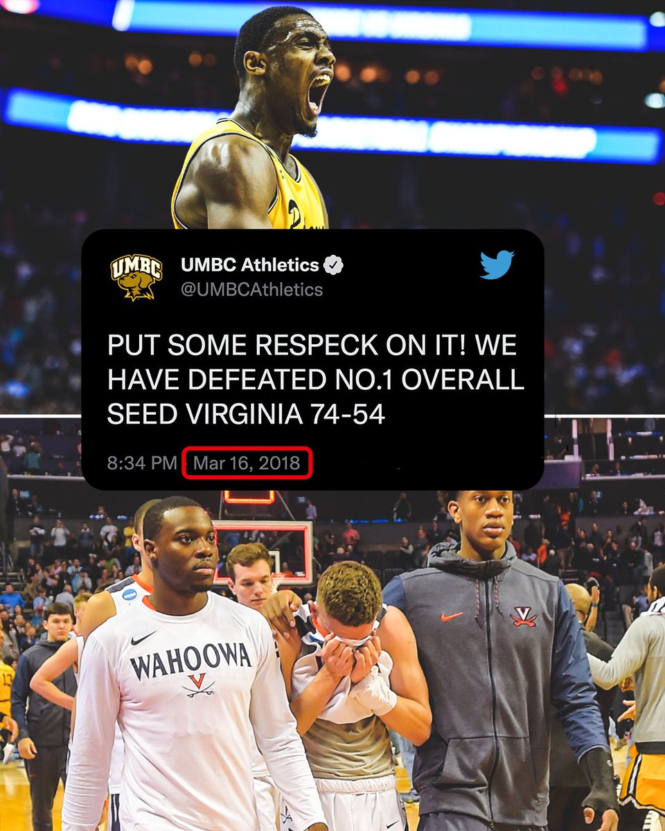 SportsCenter's tweet photo. Five years ago today, @UMBC_MBB pulled off one of the GREATEST upsets in sports history 😳 https://t.co/ESasQyCnYe