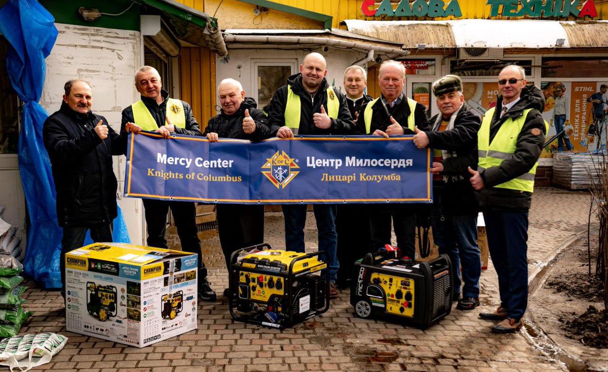 SCzyszek's tweet photo. Knights of Columbus is the strong right arm of the Church, esp. the parishes in need. That’s why as 🇺🇦 suffers dramatic electricity shortages, @KofC provide power generators to keep parishes in🇺🇦 open &amp; to welcome people who lost electricity. That’s how we power the parishes in🇺🇦 https://t.co/EmQk1svmxZ