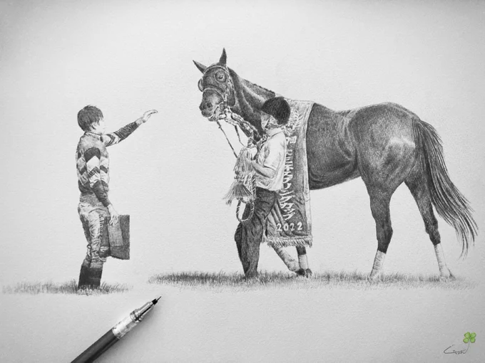 絵を描く時は厩務員さんの馬に対する重心に感心します。
何気ない競馬のシーンを支える、縁の下の力持ち 