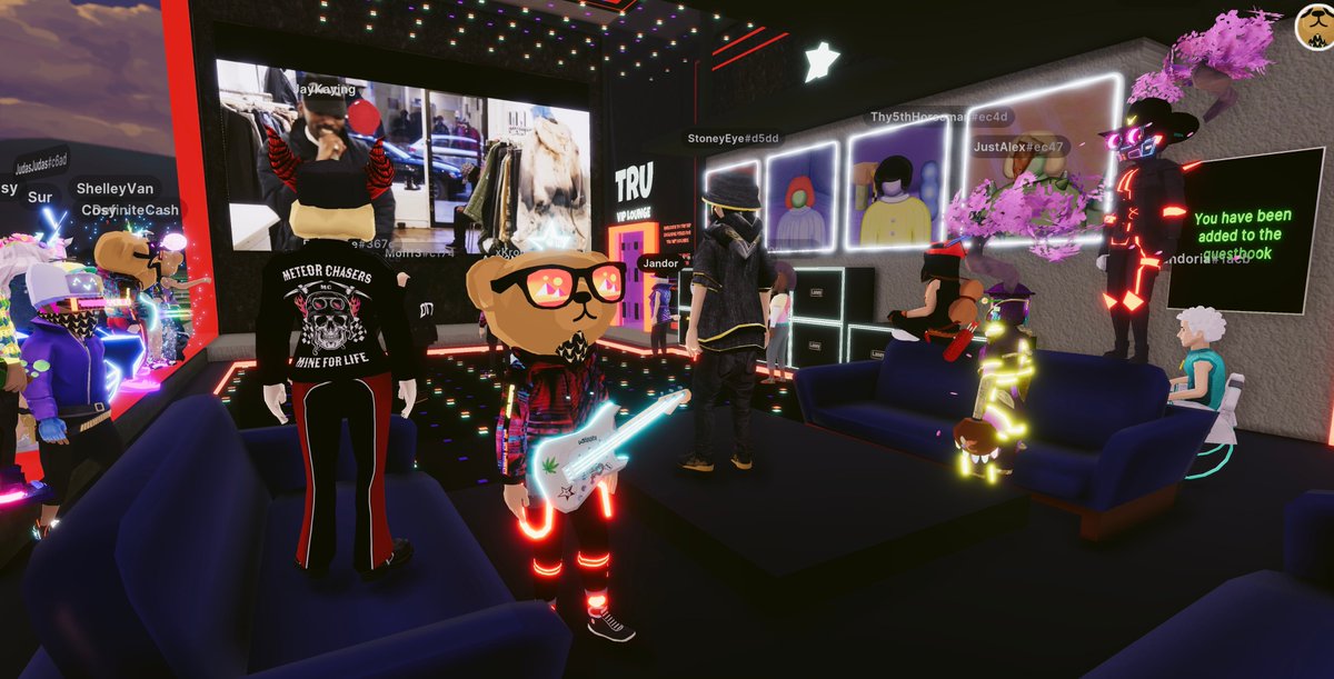 TRU_UniKorn's tweet photo. WELCOME HOOMANS! @staffeld x @DeathtoTennis present The VLLNS Row Collective LIVE from NYC in the @Uniquehorns_nft #TRUBandRoom [27, -118] in #Decentraland #DCLFam https://t.co/PlVR3Fflb1