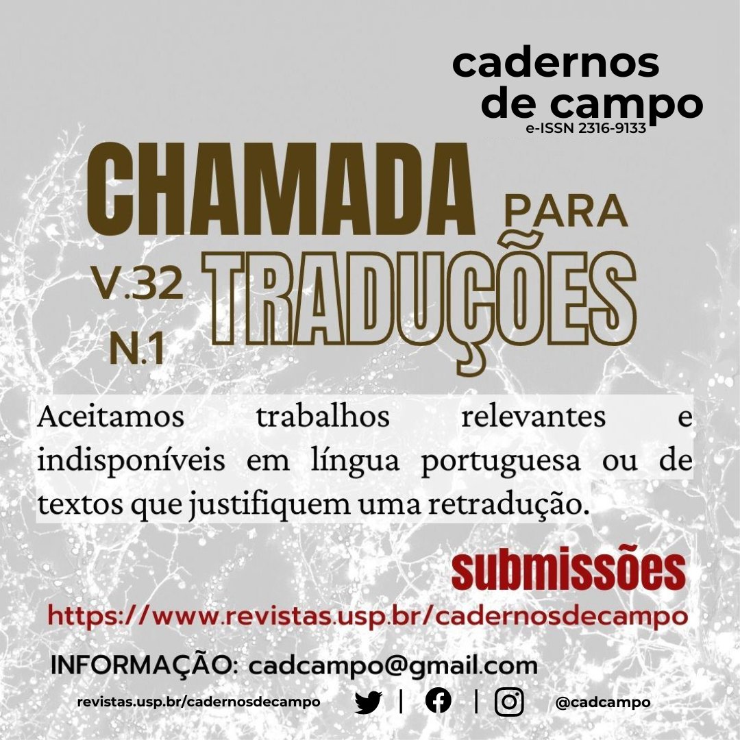 cadcampo's tweet photo. Divulgamos nova chamada para traduções!
Serão aceitas traduções de trabalhos relevantes e indisponíveis em língua portuguesa ou, em casos excepcionais, de textos que justifiquem uma retradução. 
Para submeter seu texto, acesse: https://t.co/FliDo1gBfN https://t.co/dXa8lhfXe6