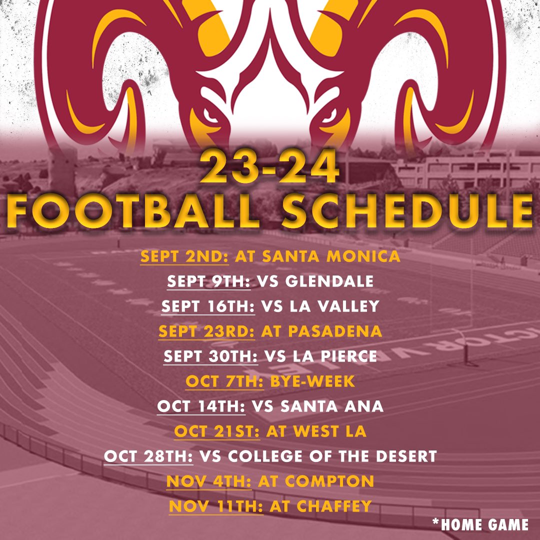 We are excited to announce that the 2023 @vvcfootball schedule is live‼️Take a look👀 at who we play next season‼️ . . . #VVC I #Athletics I #RAMS I #vvcathletics | #GoRams I #GoVVC I #football