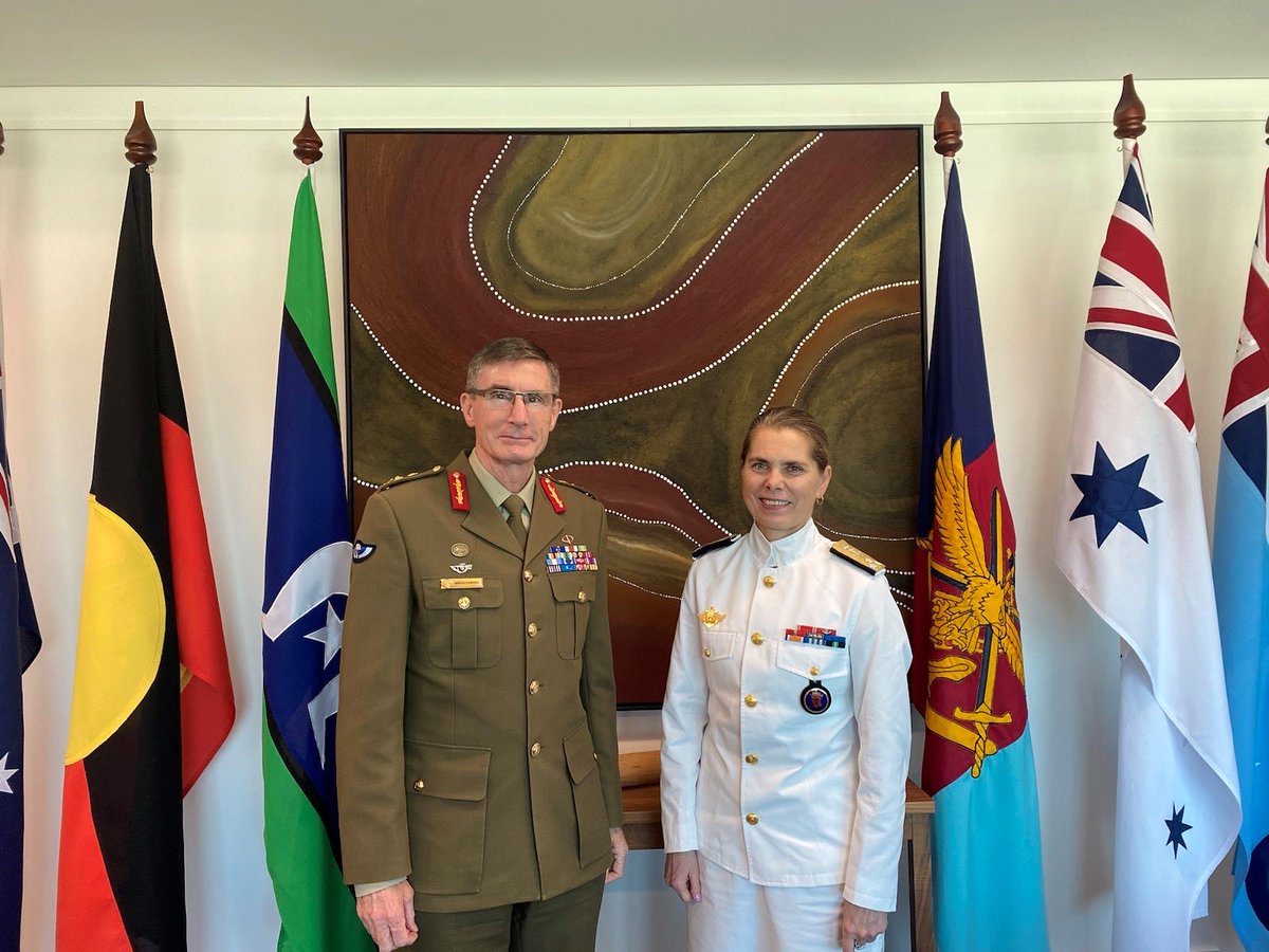 A pleasure to meet with VADM <a href="/LouiseDedichen/">Louise Dedichen</a>, the Norwegian MILREP to NATO, during her visit to Australia. We held very productive discussions about our shared strategic perspectives &amp; the challenges &amp; rewards of life in military service. <a href="/NorwayNATO/">NorwayNATO</a>