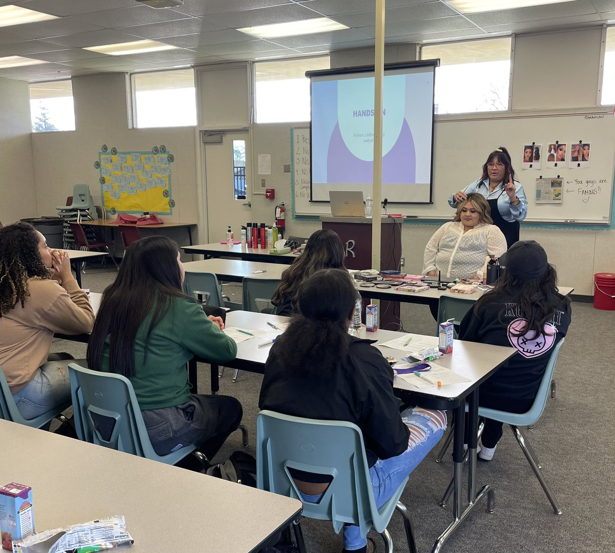 Today I visited the ASSETs program where students were learning about the scalp in Cosmetology Class.