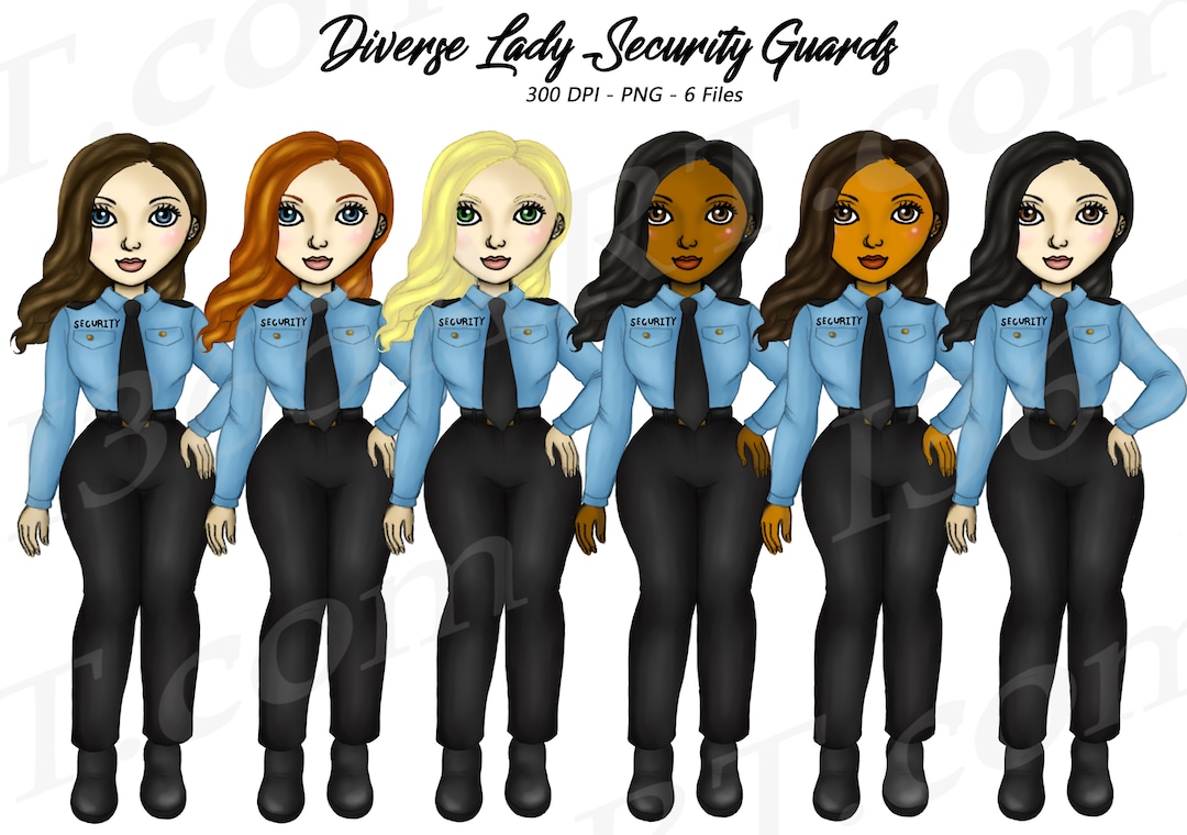 Diverse Lady Security Guards Clipart PNG Download by I365art buff.ly/3ZUc4Ww