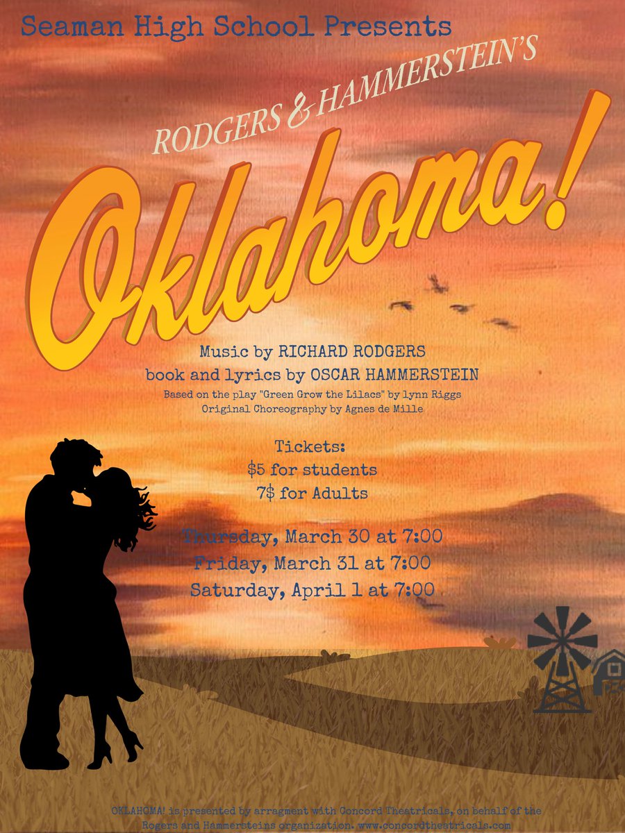 Troupe2001's tweet photo. Get excited! Mark your calendars for Oklahoma. March 30,31 April 1, 7pm https://t.co/HL64P9lLyl