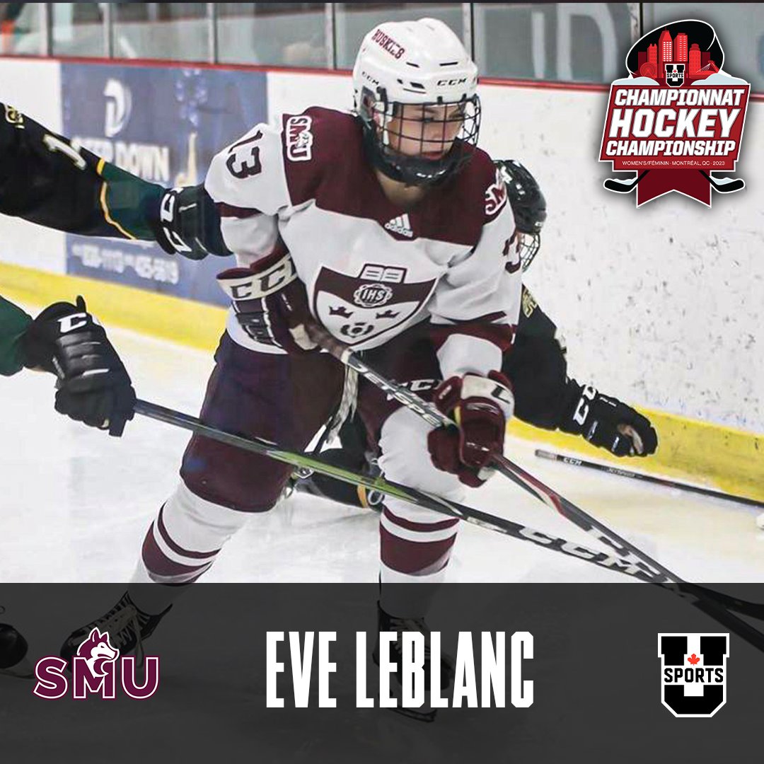 SMUHuskies's tweet image. Saint Mary's Huskies defender Eve LeBlanc has been named the winner of the 2023 Marion Hillard Award for Student-Athlete Community Service in U SPORTS Women's Hockey.

LeBlanc is the first winner of the award in Huskies Women's Hockey history!

Full story: smuhuskies.ca/sports/wice/20…