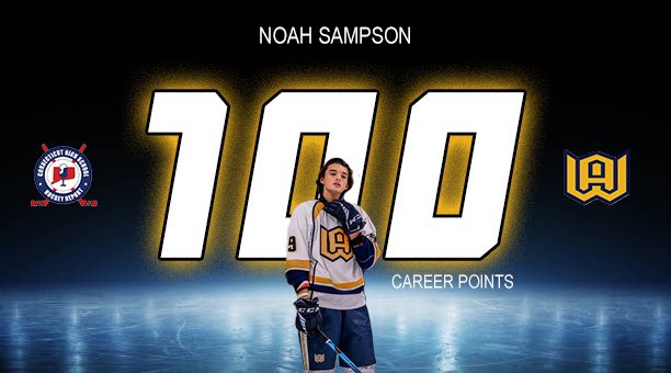 Noah Sampson had a hat trick but all that was needed was 1 as he hit the century mark in points in the 1st period! Congrats Noah and welcome to the #100ptsClub #cthk