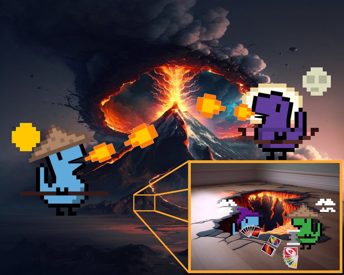 Jinsyn1845's tweet photo. baby dragons playing with fire, uno, and the floor is lava ❤️‍🔥🐉 @ParableNFTs @Maria_Phoenix5 https://t.co/UNjCujdQHl