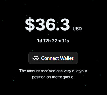 First claimer will be able to claim 10% of the pool and it's $36 now! Remember you will be able to claim 10% of what it's filled in the pool.