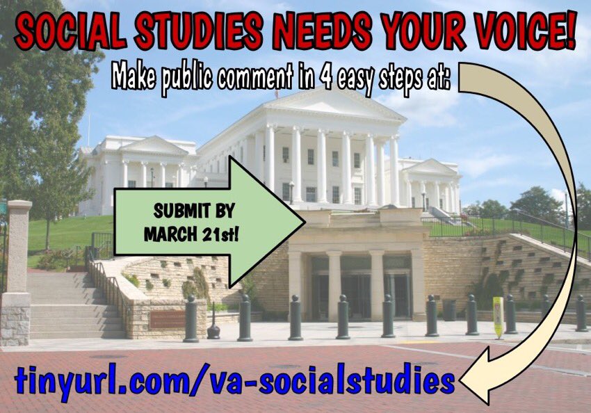 AndreaRelator's tweet image. Pass it on!  Submit public comment by 3/21 @ tinyurl.com/Va-SocialStudi…