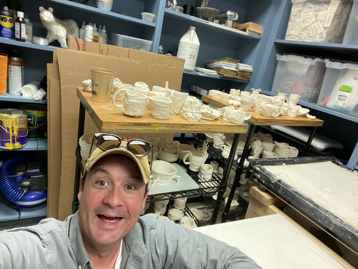 art_mvms's tweet photo. Final firing of the coil pot madness.  Decided to do one more small run with the last of the questionable works. Three runs in all.  Spring break is the best time to do this. https://t.co/k1XVogd7wB