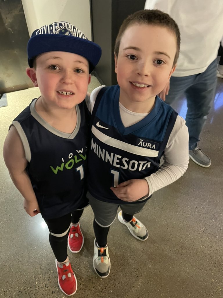 mrsmaher4's tweet photo. First NBA game for these 2! Go Wolves! #Packpix https://t.co/2VAR21a5dP