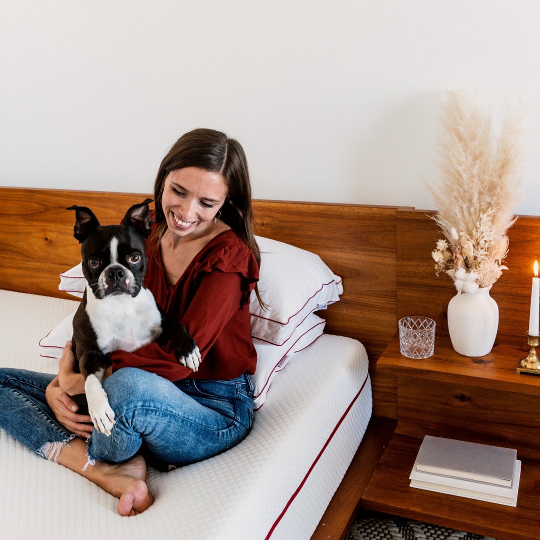 We don't know how, but this Boston Terrier has artfully reenacted what we look like immediately after waking up from a nap.