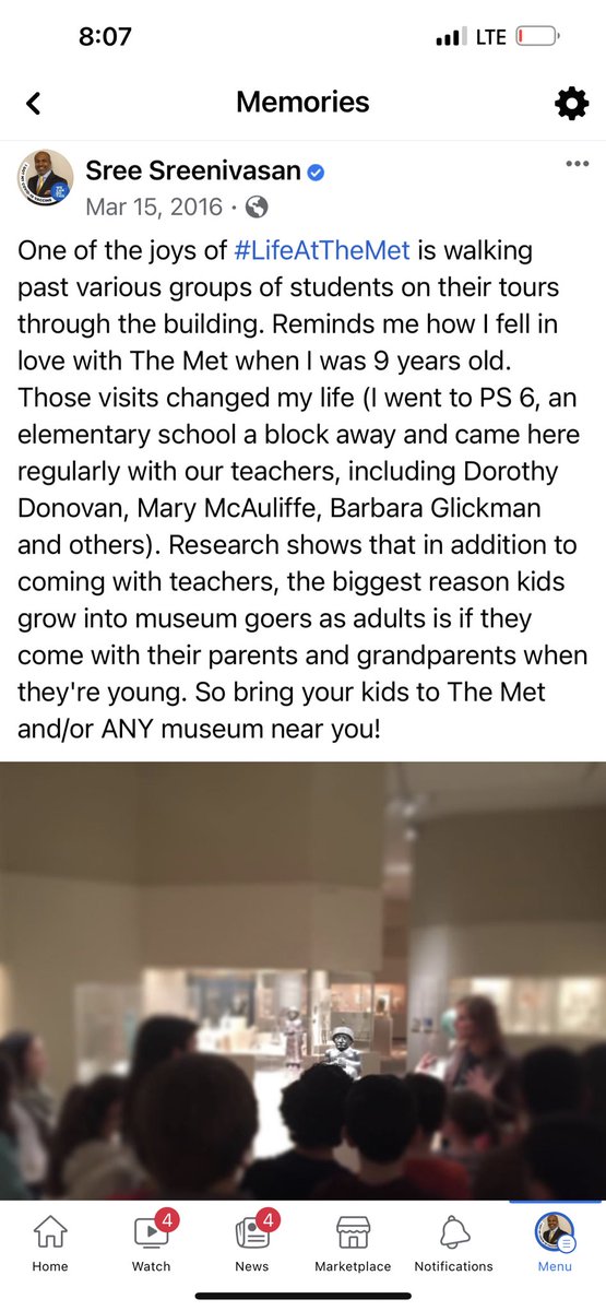 sree's tweet photo. Another magical memory from @metmuseum and my stint as Chief Digital Officer. My story of how I started, in 1981, a three-decade, one-way love affair with one of the world’s greatest museums. #3MetYears 🖼️ https://t.co/9KeP4qfZMU