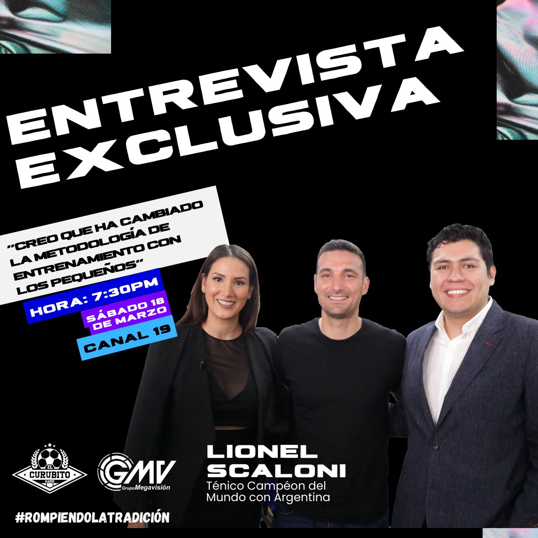 🤩✨🇦🇷EL CAMPEÓN EN LA PANTALLA DE GMV🟢⚽️🏆

🖥️📱 <a href="/CurubitoTv/">El Curubito</a> nos trae la entrevista exclusiva con Lionel Scaloni, D.T. campeón del mundo y el entrenador #TheBest según el premio otorgado por FIFA.🇦🇷✨💥

🗓️Sábado 18 de marzo
🕤7:30 p.m. 
📲Canal 19

#RompiendoLaTradición 🖥️💥