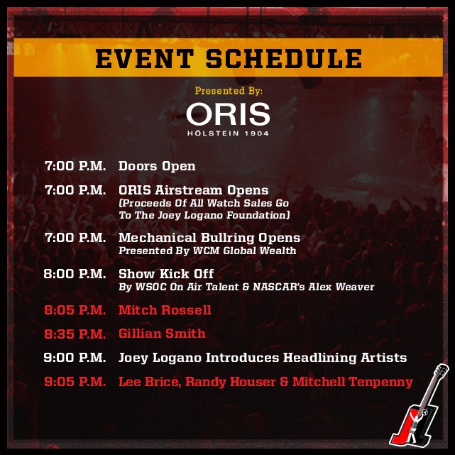 Joey Logano (@joeylogano) on Twitter photo BIG NEWS - 5.25.23 - 1st Annual “Joey Logano’s Concert for Charity at Coyote Joe’s”. Performances by <a href="/leebrice/">Lee Brice</a> <a href="/RandyHouser/">Randy Houser</a> <a href="/m10penny/">Mitchell Tenpenny</a> <a href="/mitch_rossell/">Mitch Rossell</a> & Gillian Smith!
Tickets go for sale on Friday at 10am ET at coyote-joes.com
<a href="/oris/">Ori</a> | <a href="/coyotejoes/">Coyote Joes</a> | <a href="/JoeyLoganoFDN/">JoeyLoganoFoundation</a> BIG NEWS - 5.25.23 - 1st Annual “Joey Logano’s Concert for Charity at Coyote Joe’s”. Performances by <a href="/leebrice/">Lee Brice</a> <a href="/RandyHouser/">Randy Houser</a> <a href="/m10penny/">Mitchell Tenpenny</a> <a href="/mitch_rossell/">Mitch Rossell</a> & Gillian Smith!
Tickets go for sale on Friday at 10am ET at coyote-joes.com
<a href="/oris/">Ori</a> | <a href="/coyotejoes/">Coyote Joes</a> | <a href="/JoeyLoganoFDN/">JoeyLoganoFoundation</a>