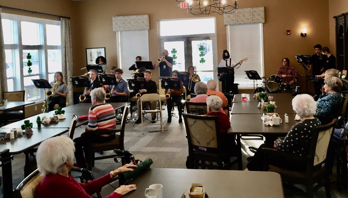 The Jazz Band performed for our senior citizens at Beacon Pointe Assisted Living Facility! They were very appreciated by the residents and the students love serving in this capacity! #glcsms #GoGullLake #ServingOthers #GivingBack