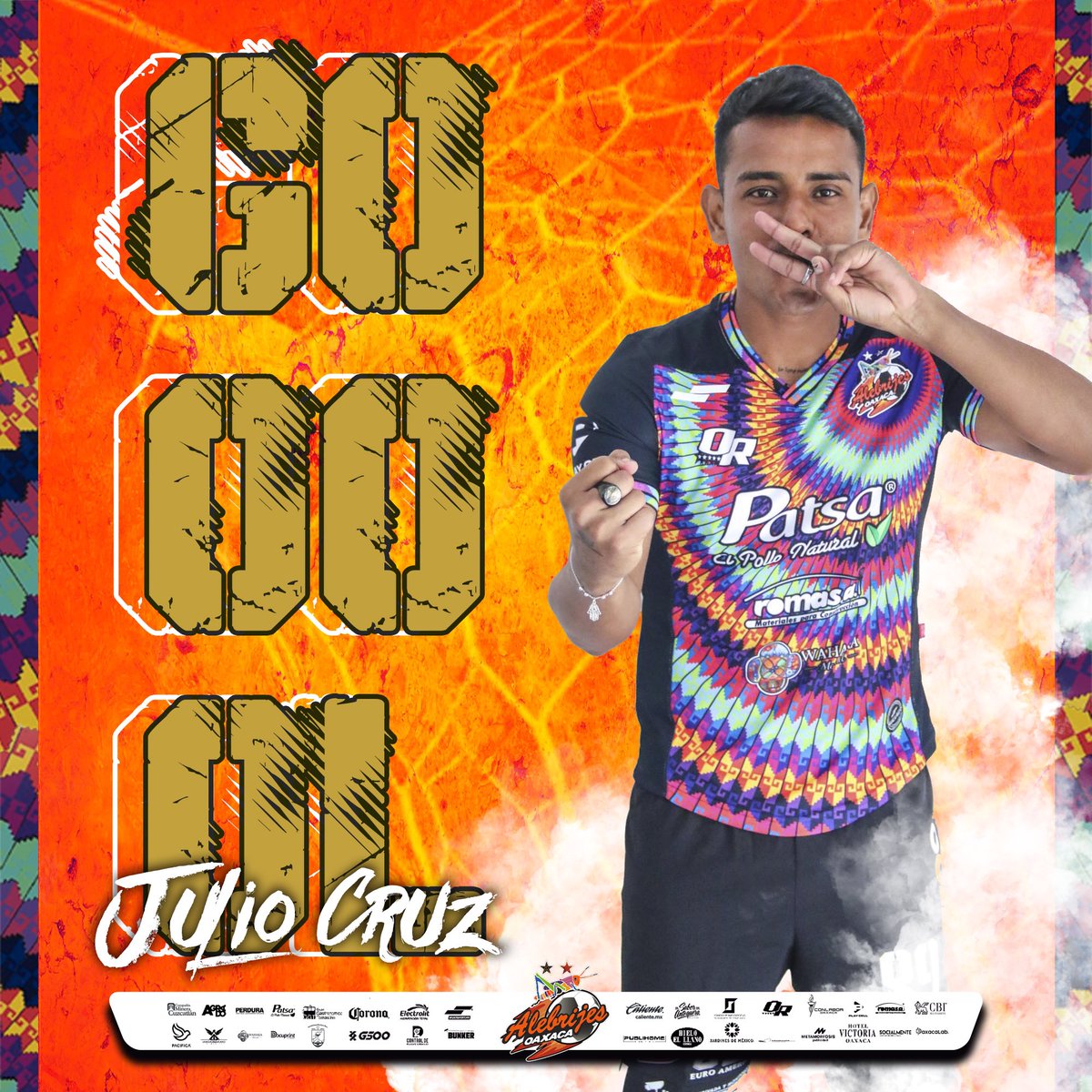 AlebrijesOaxaca's tweet photo. #ALEvsLEO ⏰2T
54'| G⚽️⚽️⚽️⚽️⚽️L de #Alebrijes🦗 @Cruz__09 anota el 1-0 vía penal
#JuntosXLaTercera⭐️⭐️🏆
#AlebrijesEsOaxaca💚🖤🧡 https://t.co/RbSBxp5EcZ