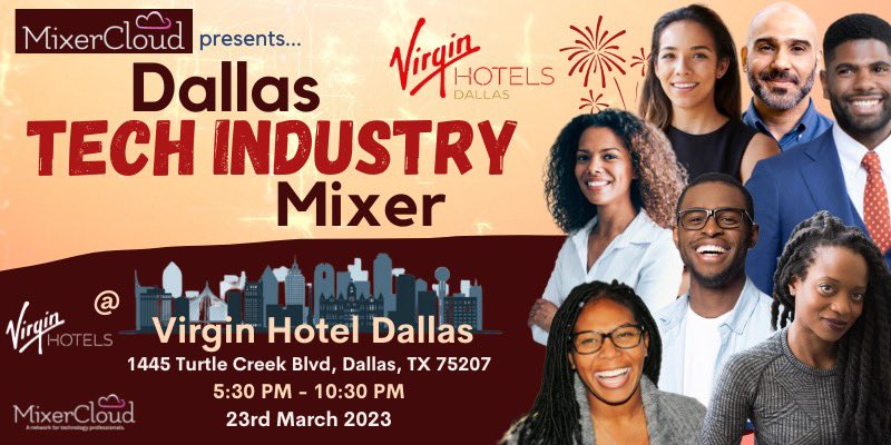 mixer_cloud's tweet photo. MixerCloud is hosting the Dallas Tech Industry Mixer Next Thursday at the Virgin Hotel Rooftop!

Purchase tickets here: https://t.co/tN3QmRxguq https://t.co/tCKGcztv0x