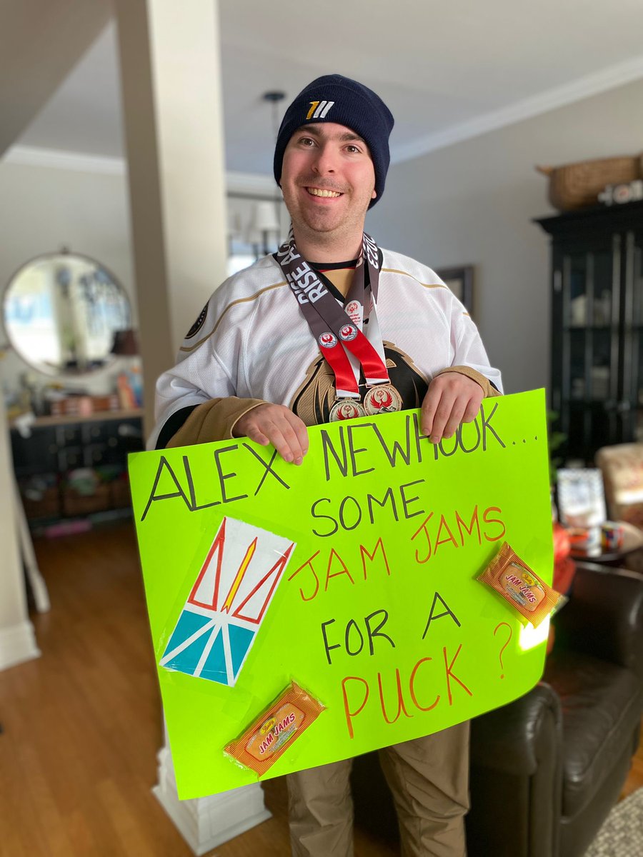 castawayfiji2's tweet photo. Special Olympic Newfoundland and Labrador silver and bronze medalist hoping to score a puck at the Leafs vs Avalanche hockey game tonight! Alex, he will even let you have a photo op with his medals!
@AlexNewhook_  @Avalanche @NLGrowlers @SpecialONL @SpecialOCanada @MapleLeafs https://t.co/As4UZWtEod