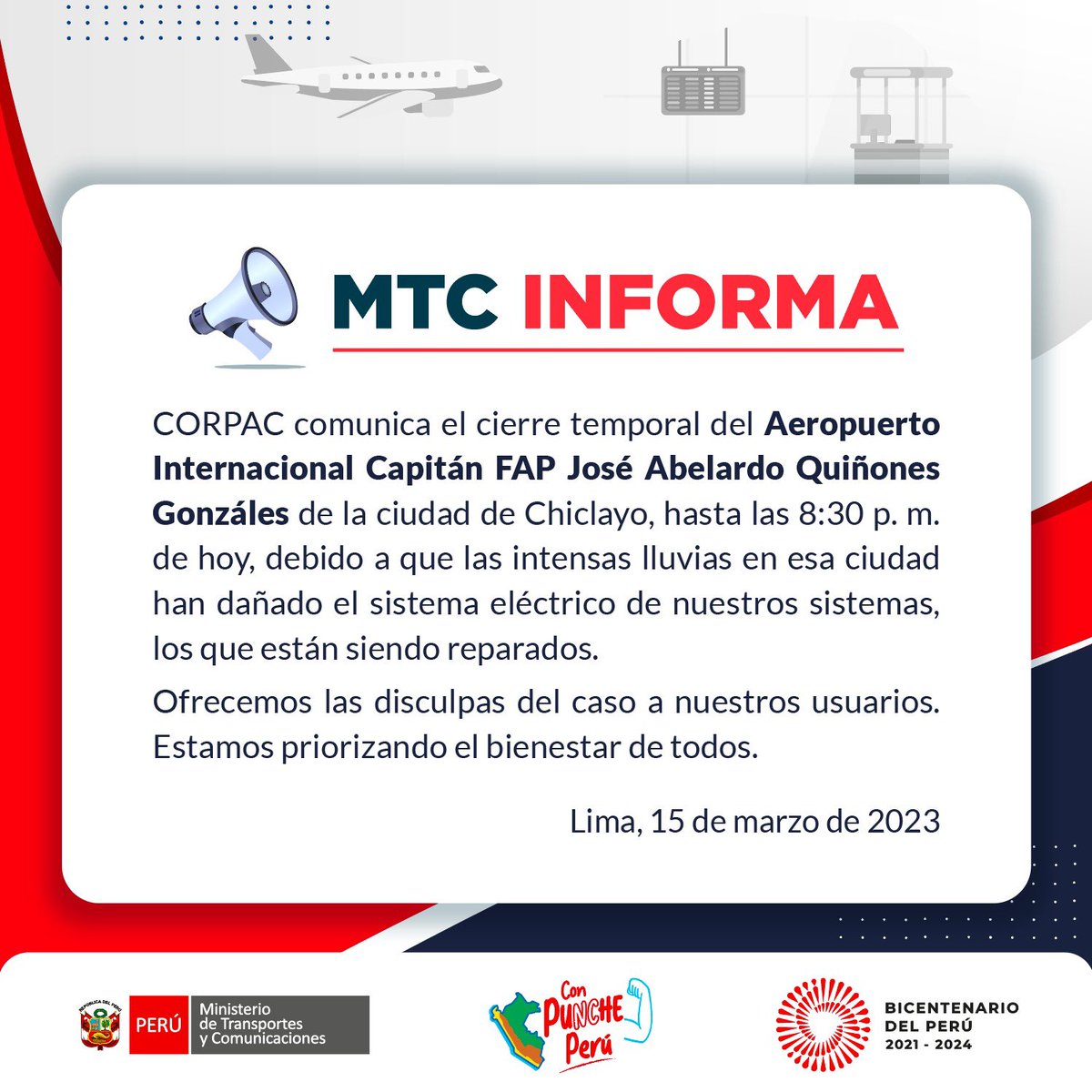 Ministerio de Transportes y Comunicaciones tweet media
