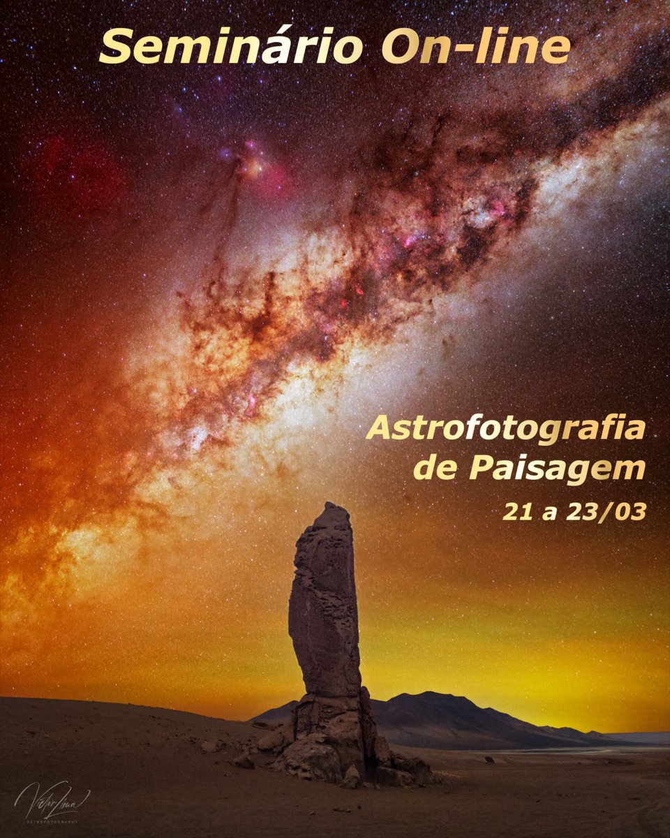 Estão abertas as inscrições para o Seminário On-line “Astrofotografia de Paisagem”, a realizar-se de 21 a 23/03/23.
As vagas são limitadas, logo, garanta a sua!

Para mais informações, solicite via mensagem direta.
#astrofotografia #astronomia #vialactea