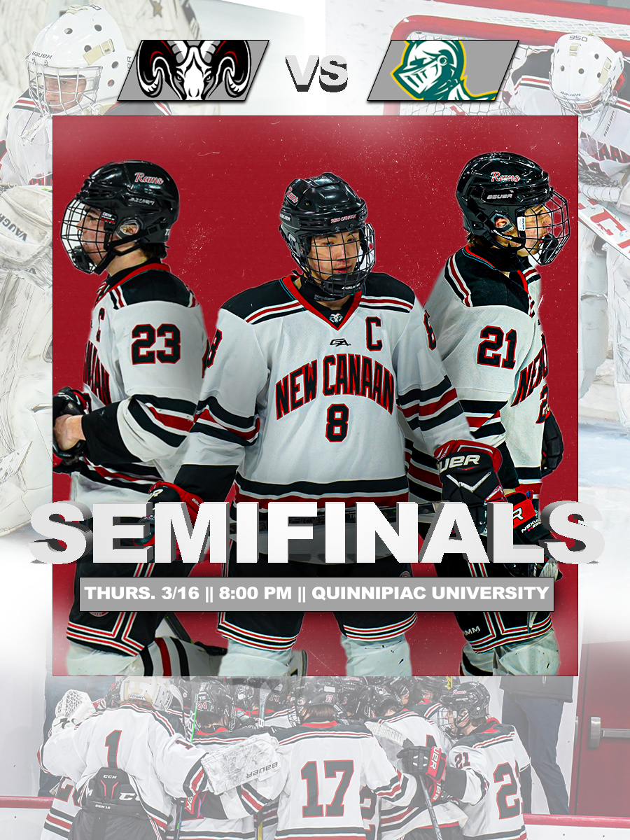 NCPuck's tweet photo. This Thursday at 8:00pm New Canaan faces off against Notre Dame West Haven for the CIAC Semifinals in Quinnipiac University's Arena - People's United Center!! If you can make it come support the boys!! https://t.co/t9HkOInjEz
