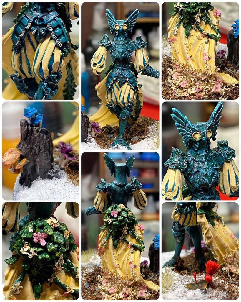 HobbyTan's tweet photo. Thank you for joining me for #HobbyHappyHour tonight, folks! Scary to think, the #KingdomDeath #FlowerKnight will be done soon! Then I need to find a nice home for his bell jar! #wipwednesday #miniaturepainting https://t.co/eofOc1zvYz https://t.co/RVchQqBadx