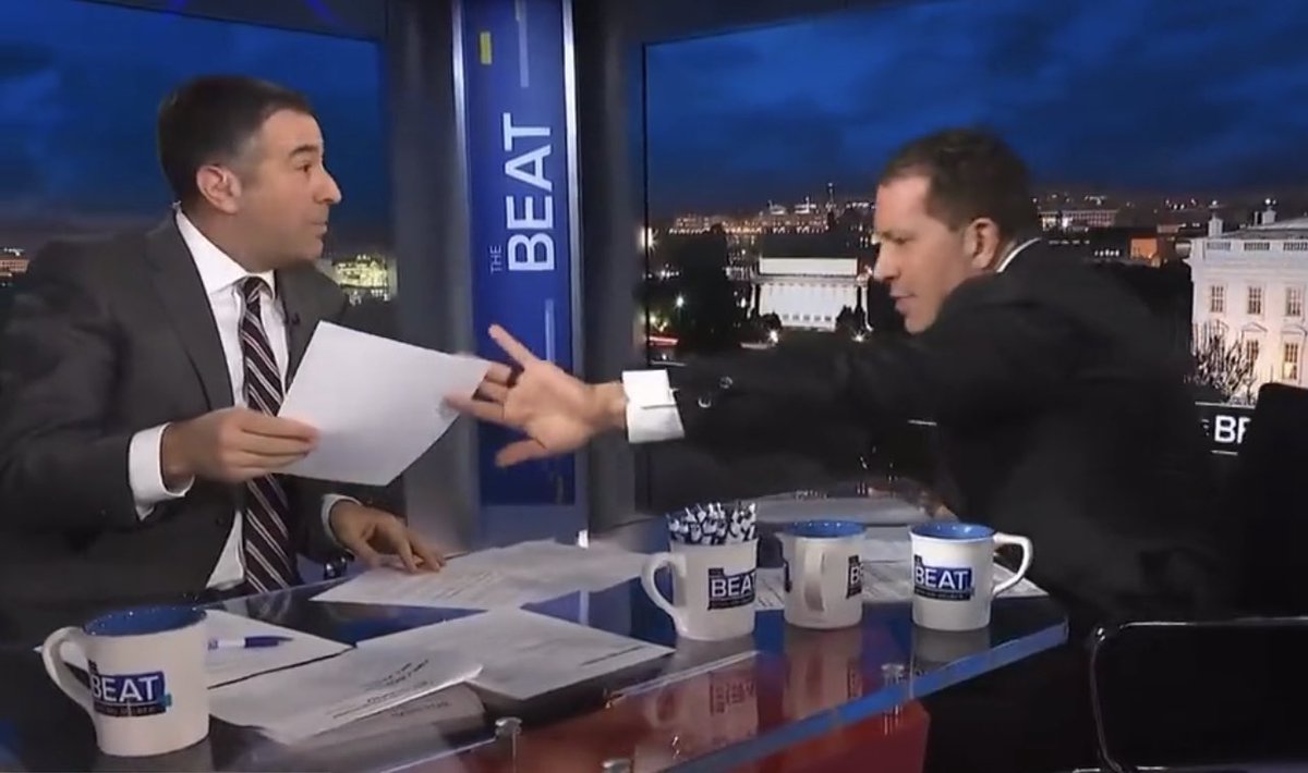 BREAKING: A Trump lawyer LUNGED at Ari Melber and tried to rip the notes from his  hand while on air to prevent him from reading a quote by Donald Trump. 

Melber was discussing the moment Trump told reporters he did not know  about the payments to Stormy Daniels.

When Melber…