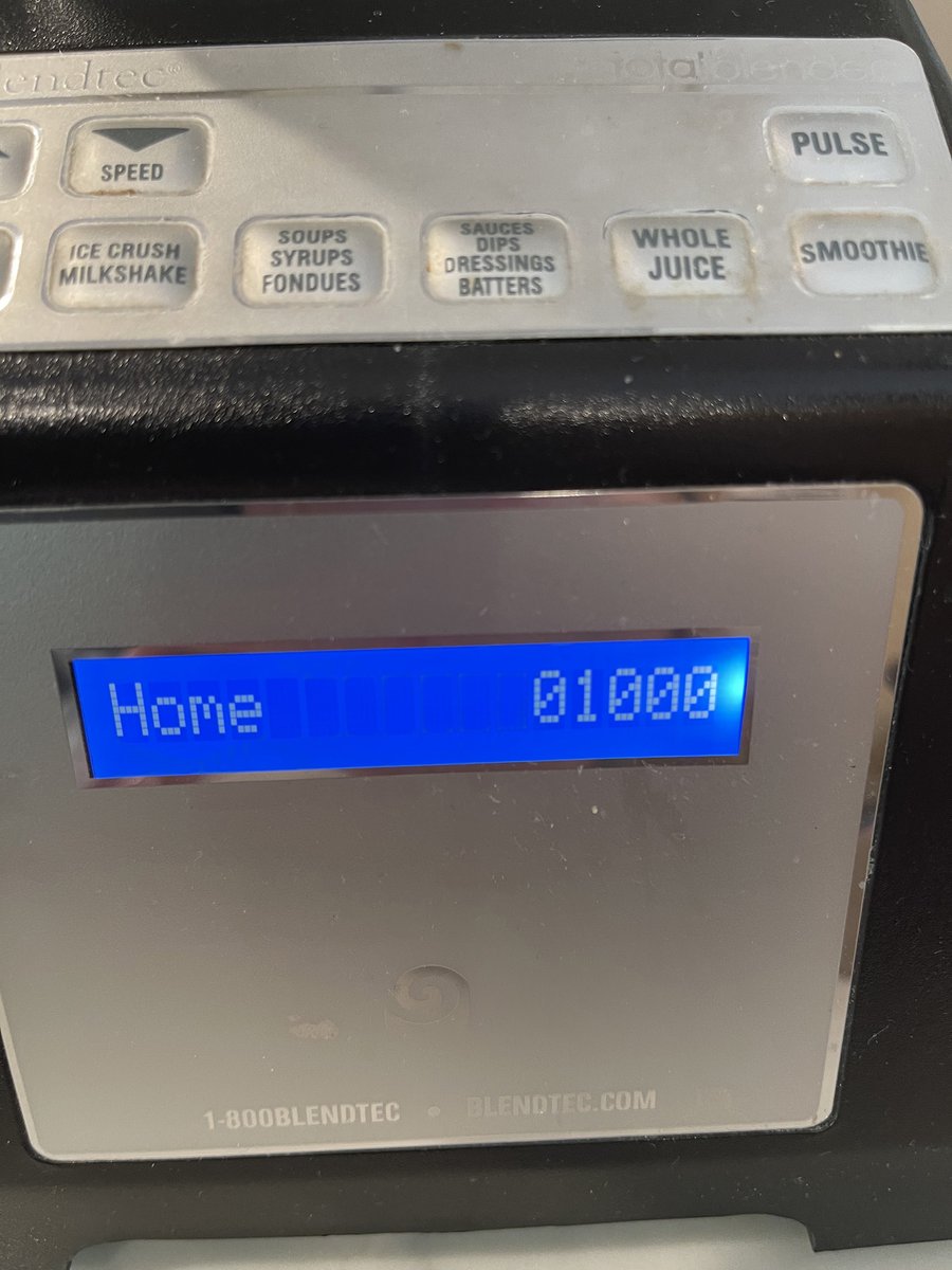 deedeemueller's tweet photo. @Blendtec is my favorite kitchen appliance! I had big plans for the 1000th blend with a video to commemorate the milestone. I had to take a trip to see my elderly mom then came a text from hubby, “Look, what a coincidence! I made a juice and it happens to be 1000.” 😤 https://t.co/g5p7tR4fAc