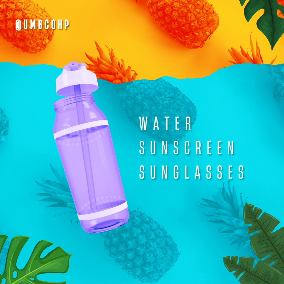 UMBCOHP's tweet image. Planning for fun in the sun this Spring Break? Don&apos;t forget to pack the essentials. Stay hydrated and protect yourself from the sun. #safespringbreak
#healthyretrievers