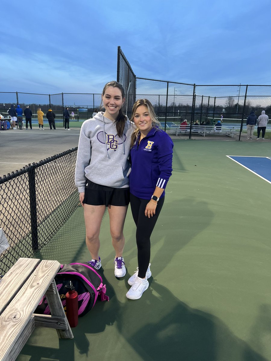 Macy <a href="/macy_meisel/">Macy Meisel</a> and Elizabeth won their 1 doubles tonight against ETown  Also Addison Herrman won her match. Lost 2-3 overall. Play tomorrow at Kereikes 5:00 against Owensboro Catholic. Go Purples!🎾